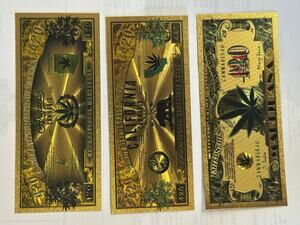 Cannabis 420 Gold Foil Novelty Notes 12 Piece Collectible Set